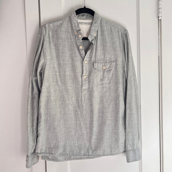 Outerknown Decade Popover Heather Gray Henley Button Down Organic Cotton Shirt M - Picture 4 of 9